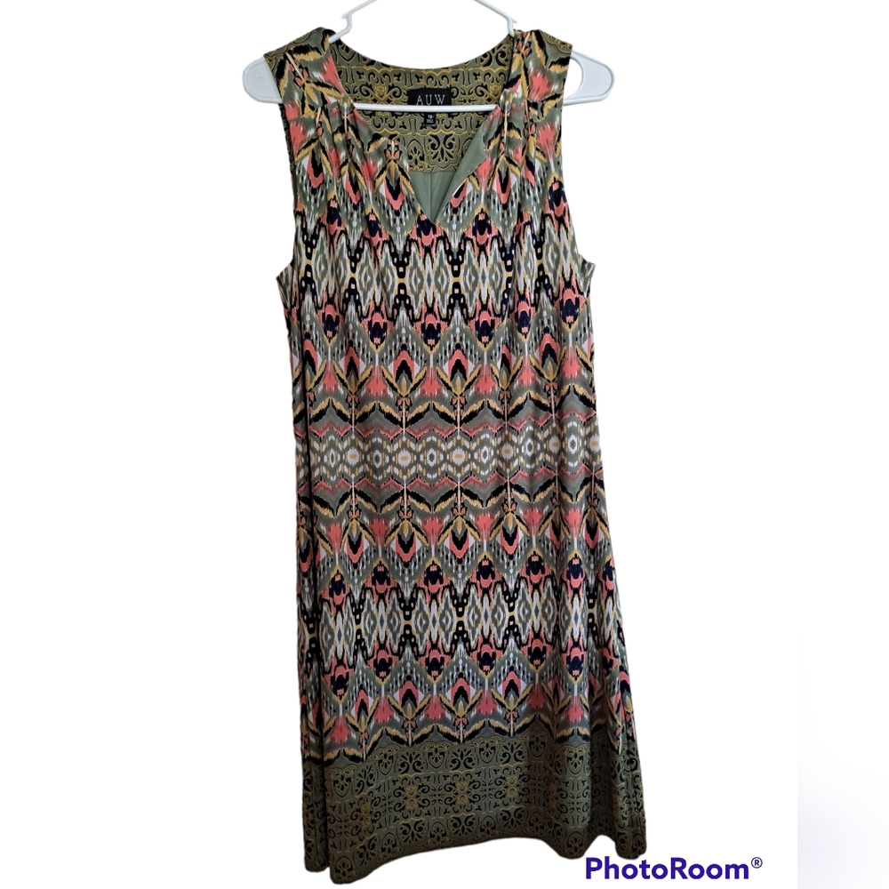 AUW sheath multicolored boho sleeveless dress, 10